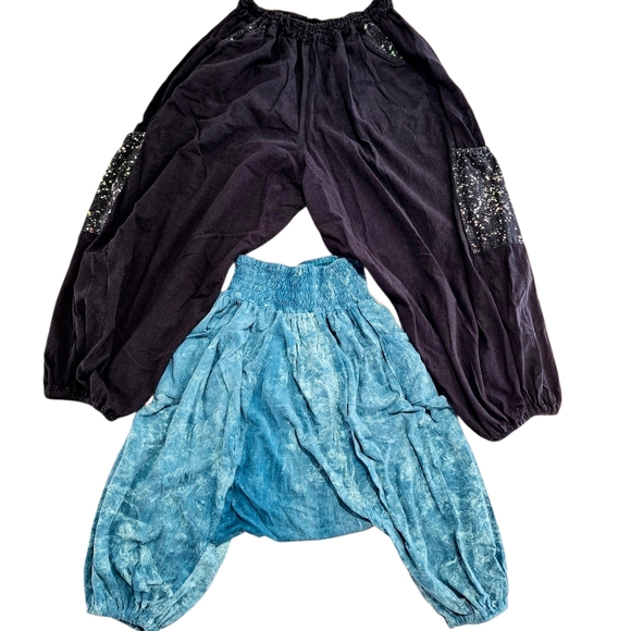 Pants - Women's Harem Pants Capri Lounge Yoga Joggers Elastic Waist Pull-On 100% Cotton